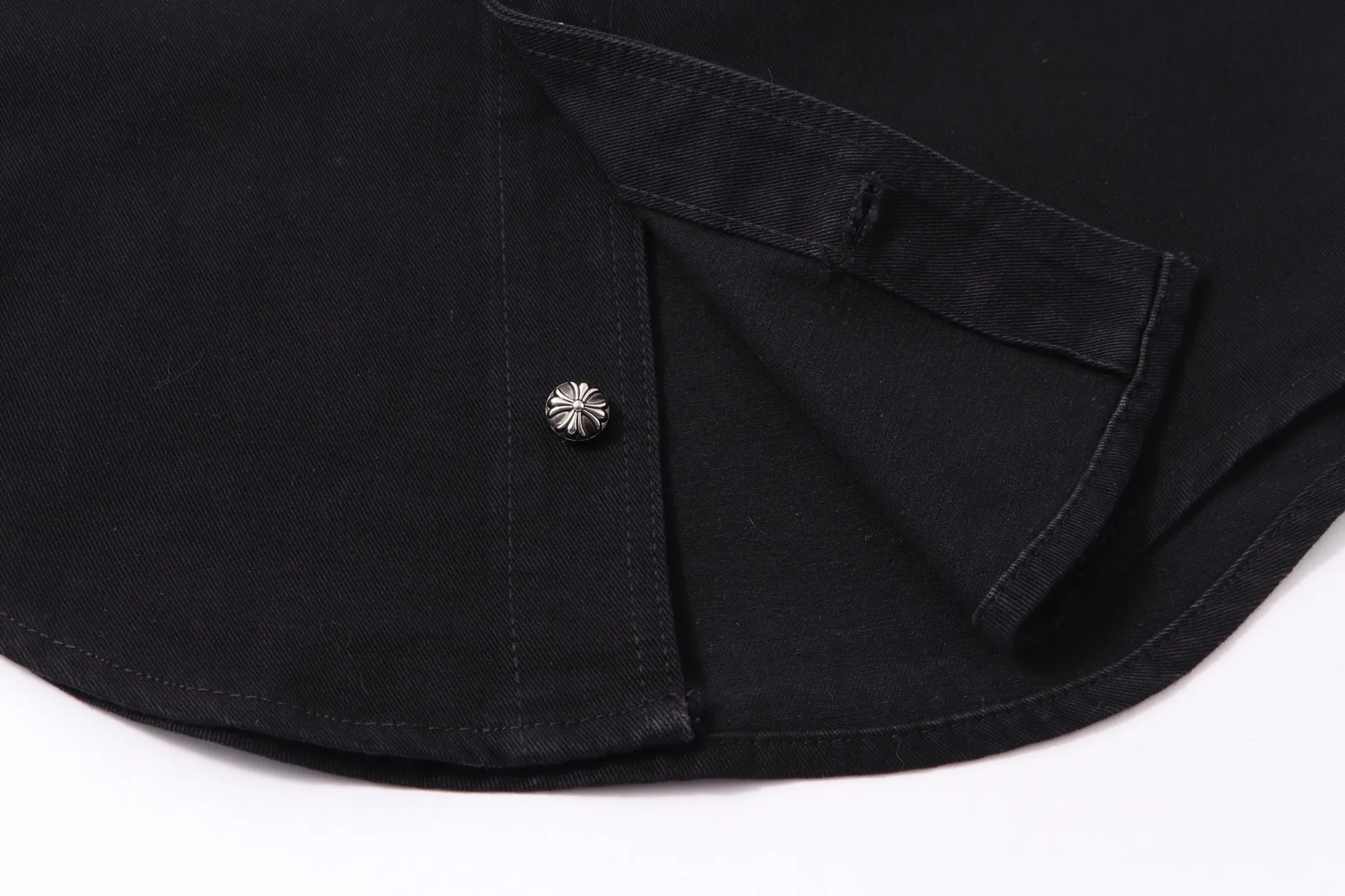 P370 Chrome Hearts Chrome Hearts Hardware Cross Hot Diamond Shirt Denim Jacket Color: Black Size: M L XL XXL XXXL